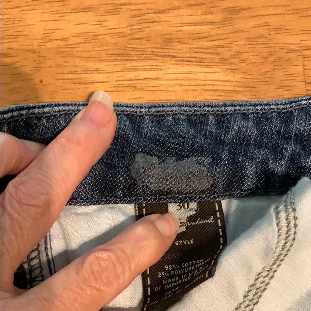 7 For All Mankind Blue Straight Leg Jeans with Paint Splatter